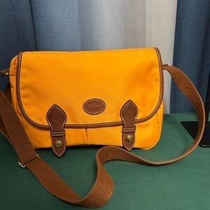 Longchamp Orange Messenger Bag with Brown Accents